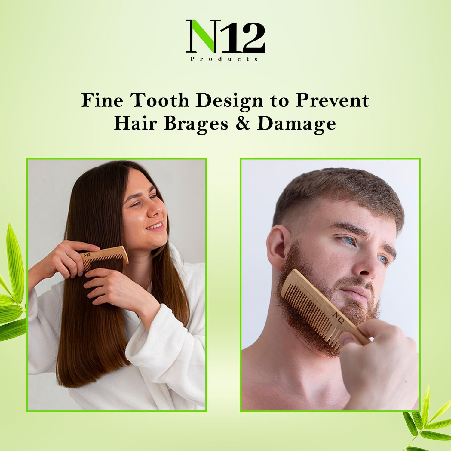 5 Bamboo Wood Pocket Beard Comb Set of 5, 100% Natural Wooden Combs for Beard, Hair, Mustache, Men & Women, Travel-Friendly, Eco-Friendly Grooming Solution image number 2