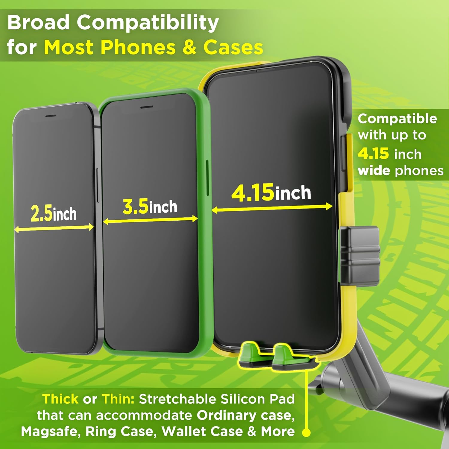 Phone Mount for Truck Phone Holder for Truck - Heavy Duty Super Suction Cup, Mobile Device Holder Dashboard Window 16.9 Inch Long Arm & Stable, Iphone & Samsung Compatible, Big Rig Trucker, Green image number 5