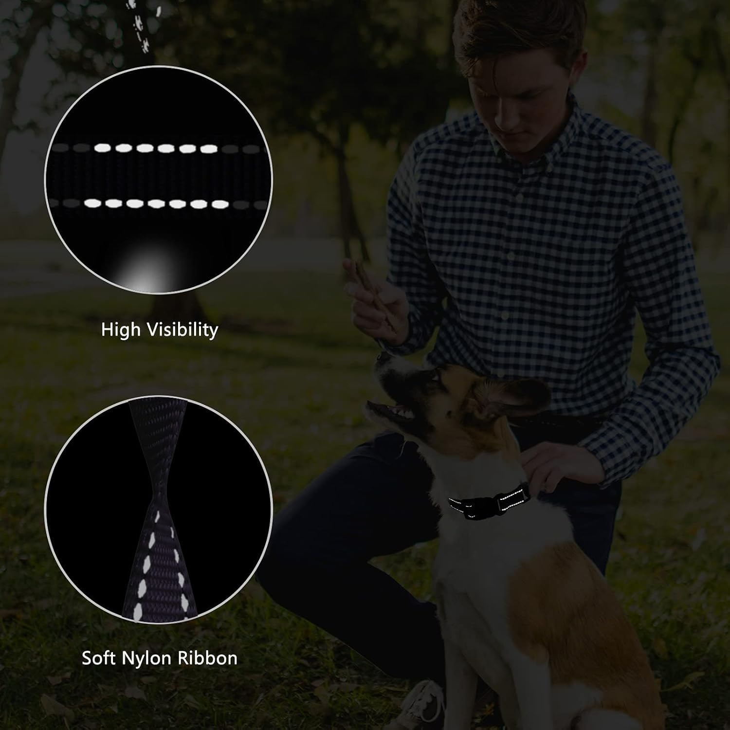 Dog Collar and Leash Set Collars for Dogs Reflective Collar for Small Medium Large Dogs (Black, L) image number 5