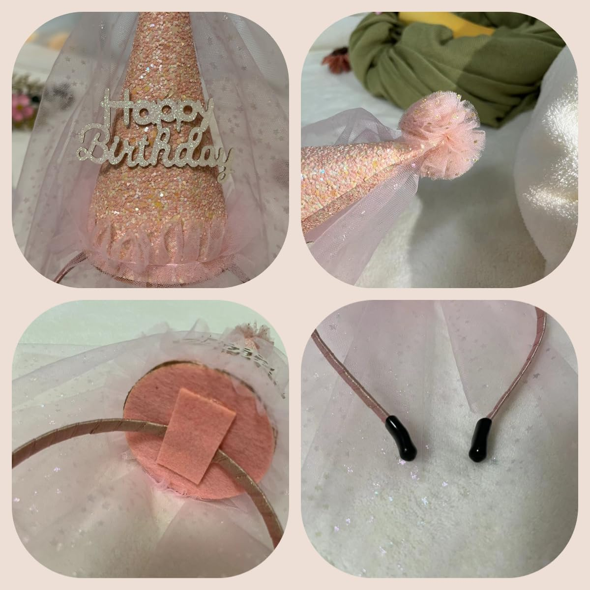 Birthday Hats, Party Hats, Birthday Dress Up,Princess Birthday Hat with Veil - Fairytale Princess Look image number 2