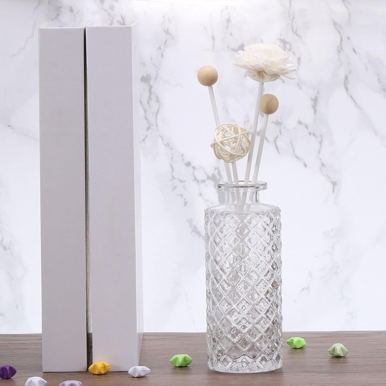 Uxcell 20Cm/8Inch Reed Diffuser Sticks, 100 Pack Fiber Aroma Fragrance Refill Sticks Replacement with PET Bottle for Home Hotel Office Party Wedding, White image number 6