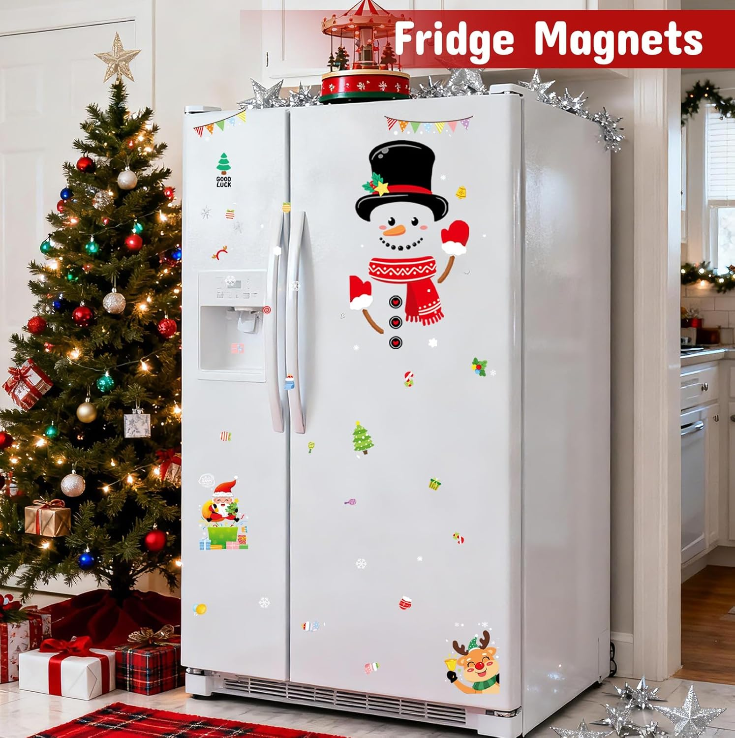 Snowman Refrigerator Magnets Set of 14, Christmas Decorations Snowman Refrigerator Magnets Decorations (A-Snowman) image number 6