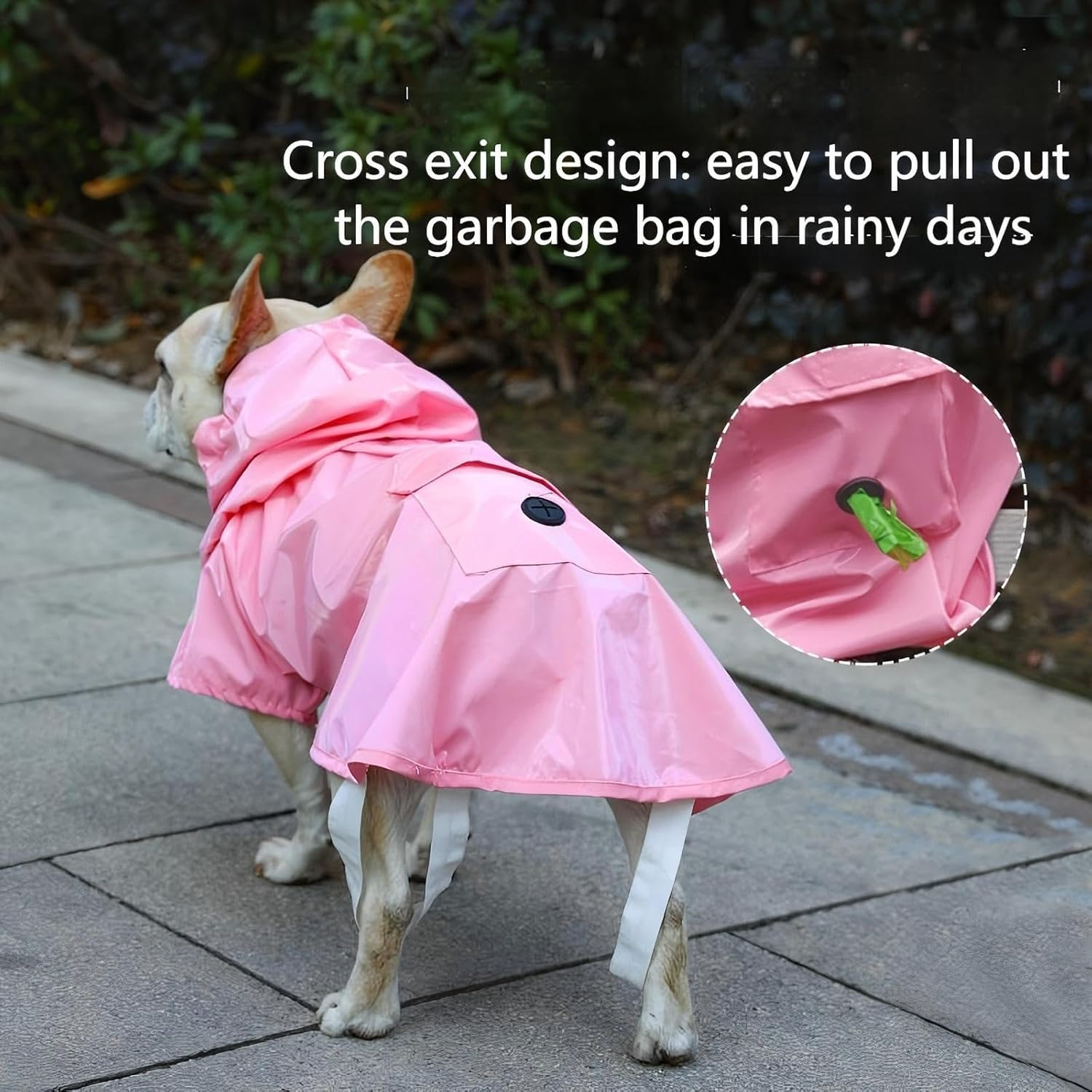 Dog Raincoat Hooded Proof Rain Clothes with Reflective Strip, Portable Pocket on Back, Leash Hole, Fits Small Pets Puppy Cats to 4XL Large Dogs (2XL) image number 3