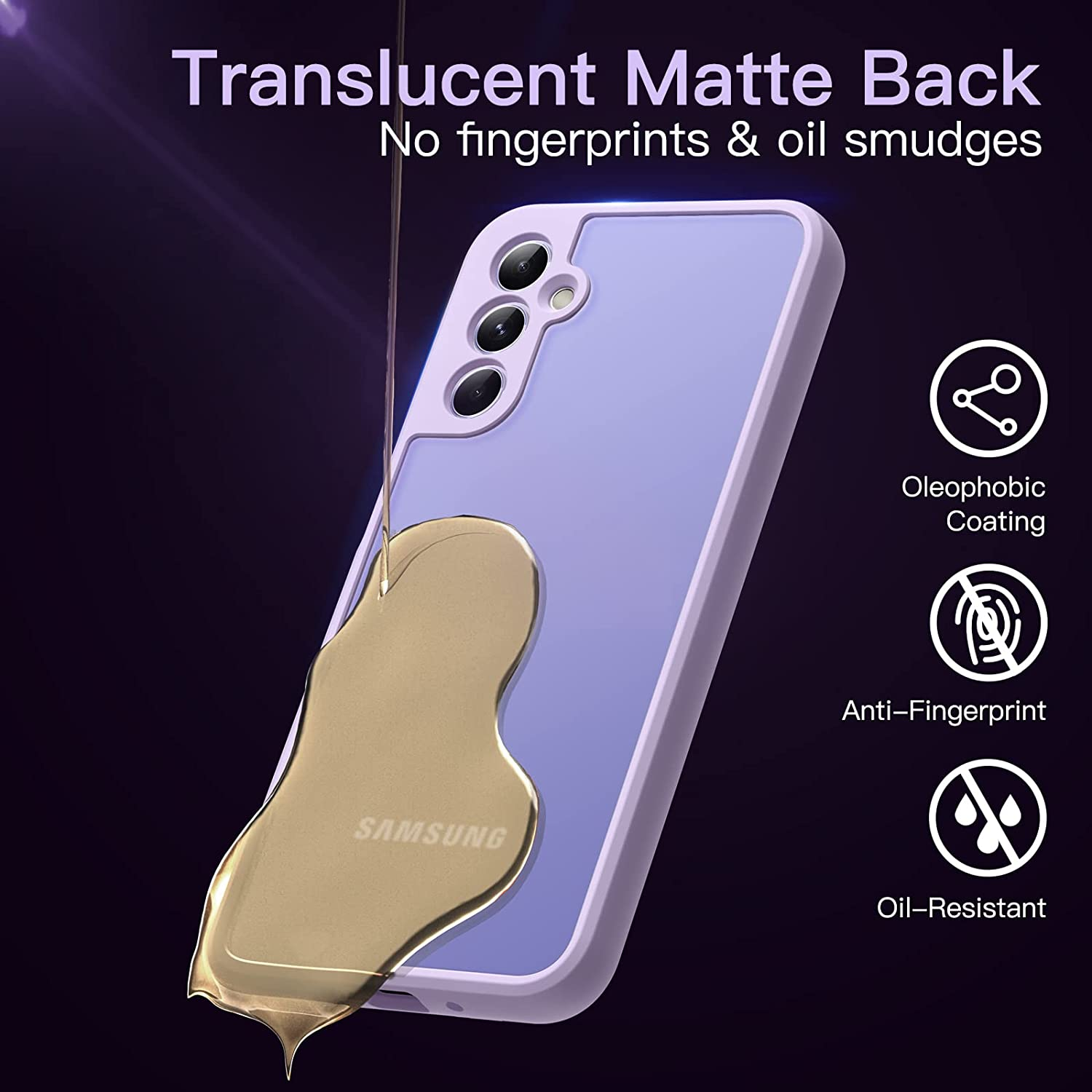 Jetech Matte Case for Samsung Galaxy A54 5G 6.4-Inch, Frosted Translucent Back Protective Slim Phone Cover, Anti-Fingerprints (Lilac) image number 3