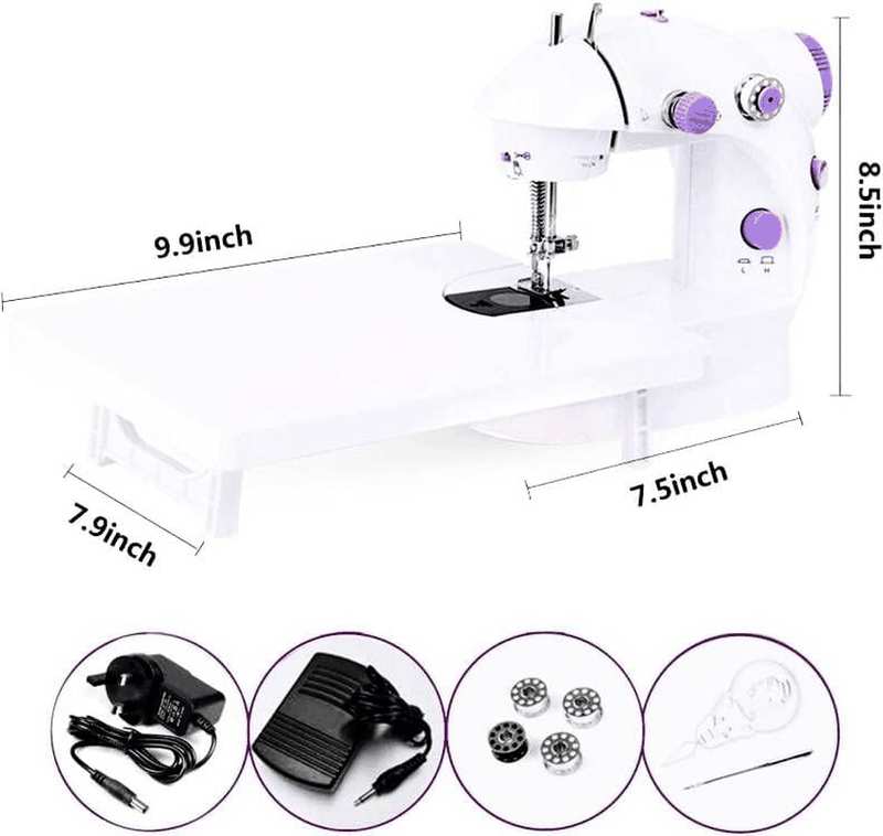 Mini Sewing Machine for Beginner, Dual Speed Portable Electric Sewing Machine with Extension Table, Light, Sewing Kit for Household, Travel Automatic Sewing Machine image number 5