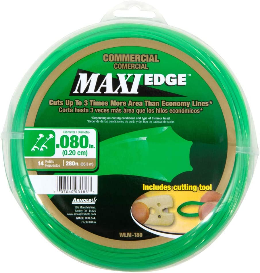 Arnold 490-030-0032 Maxi-Edge Commercial Grade String Trimmer Line with Cutting Tool, Universal Fit, 7 Refills, .155-Inch X 117-Feet image number 1