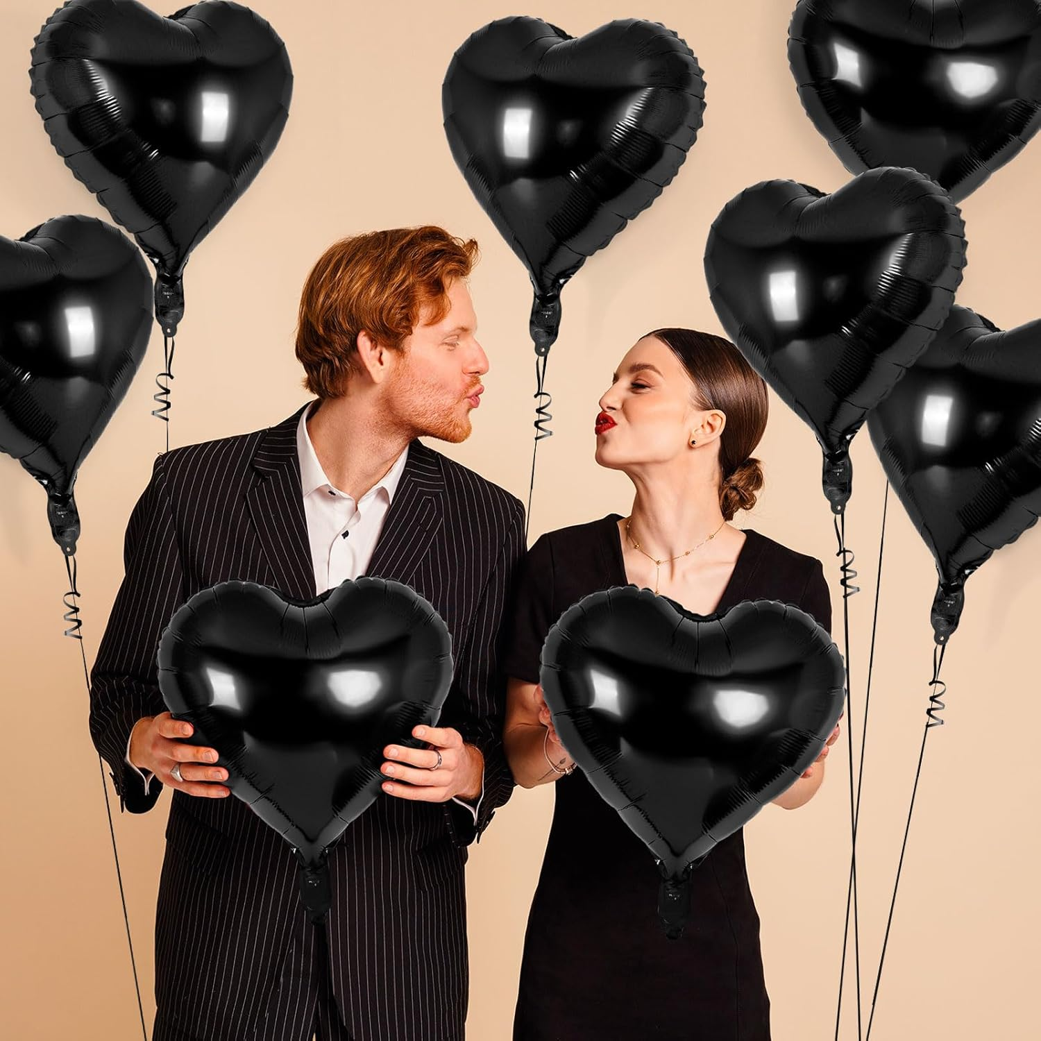 12 Pcs Heart Balloons,18 Inch Heart Shape Foil Balloons Love Balloons Valentine Balloons for Birthday Party Wedding Engagement Party Baby Shower Valentine Day Decorations (Black) image number 4