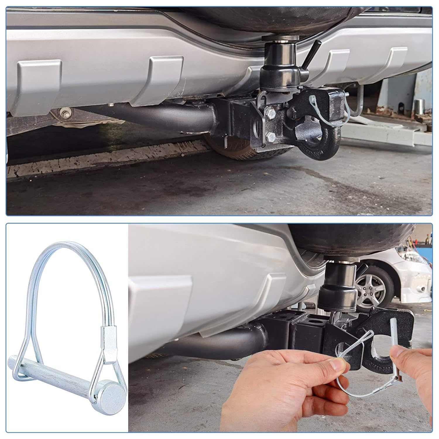 12PCS Wire Lock Pins, 1/4 Inch Heavy Duty Safety Coupler Pin Shaft Locking Pto Hitch Pin with round Arch Wire Retainer for Farm Trailers Lawn Garden image number 4