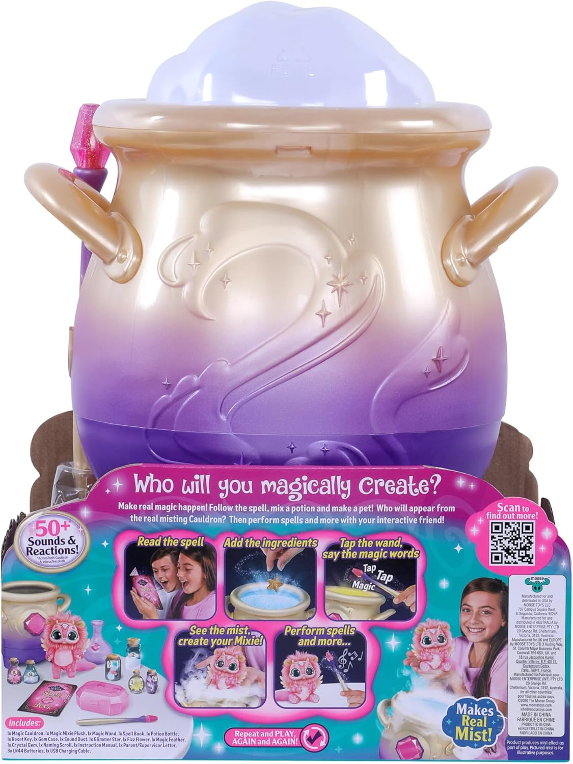 Magic Mixies - Magical Misting Cauldron with Interactive 20Cm Pink Plush Toy. Follow the Spell Book Add the Magic Ingredients. Who Will You Magically Create? image number 3