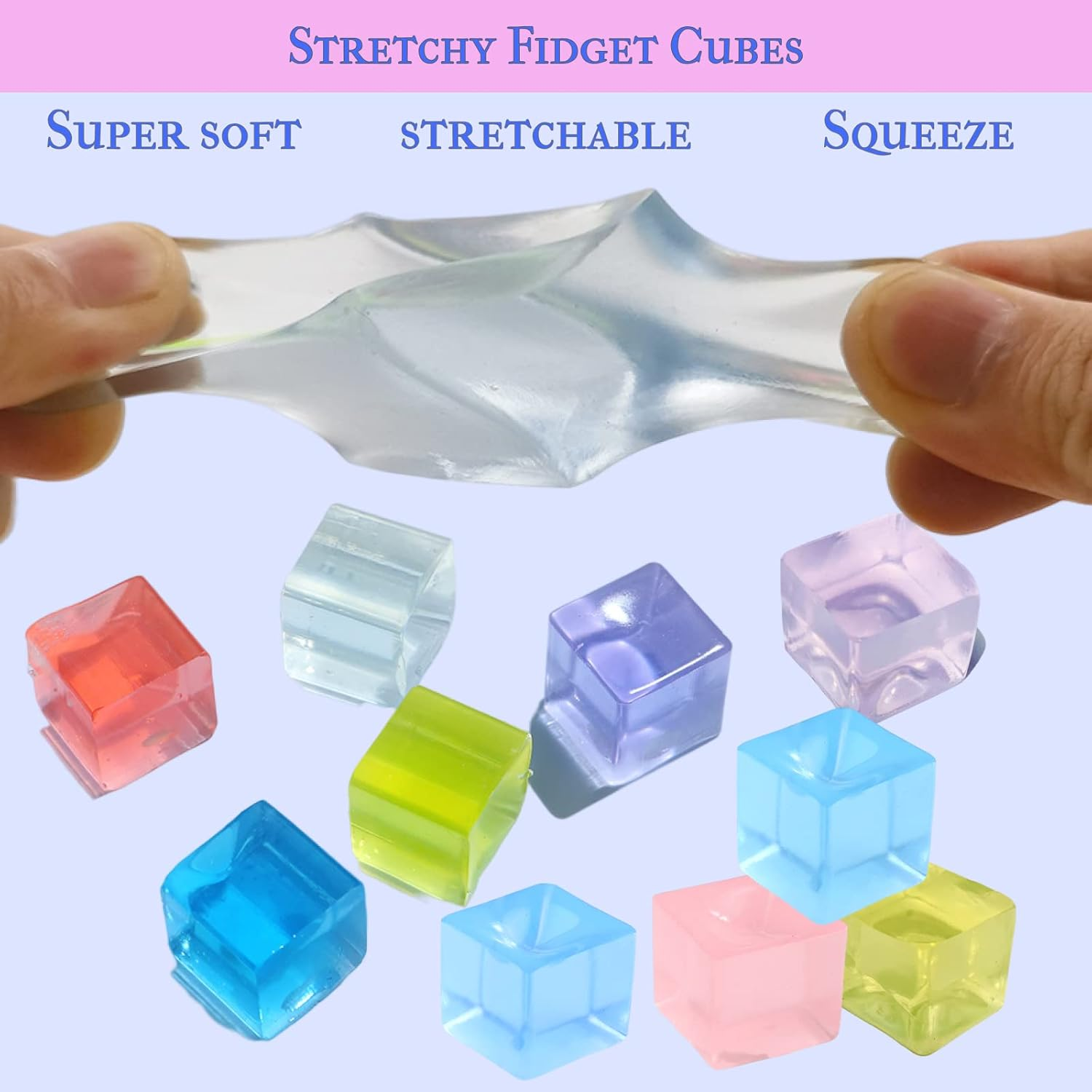 12Pcs Nice Cube Toys Party Favors Gifts for Kids Adults, Ice Cube Stress Ball, Squeezy Sensory Cubes, Soft Squishy Anxiety Toys for Kids and Adults with ADHD and Autism image number 3