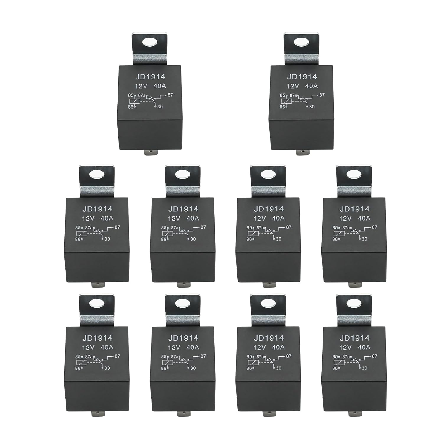 10 Pcs 12V 40APM JD1914 Relay, Heavy Duty Relay Socket Plug 5 Wire, 5 Pin Multi-Purpose Relay with Socket Holder for Truck Van Motorcycle Boat Automotive image number 3
