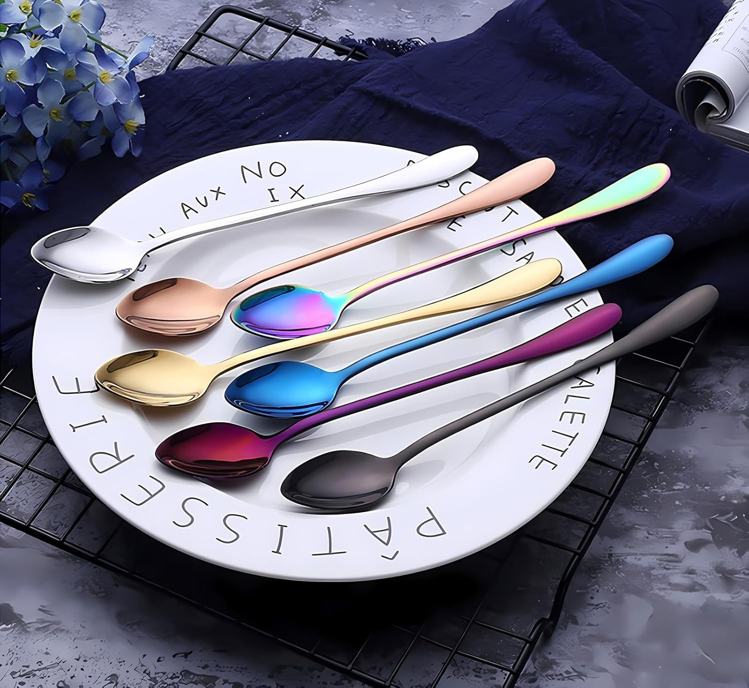 Long-Handled Ice Tea Spoon, Cocktail Stir Spoons, Stainless Steel Coffee Spoons, Ice Cream Scoop Set of 8 image number 2