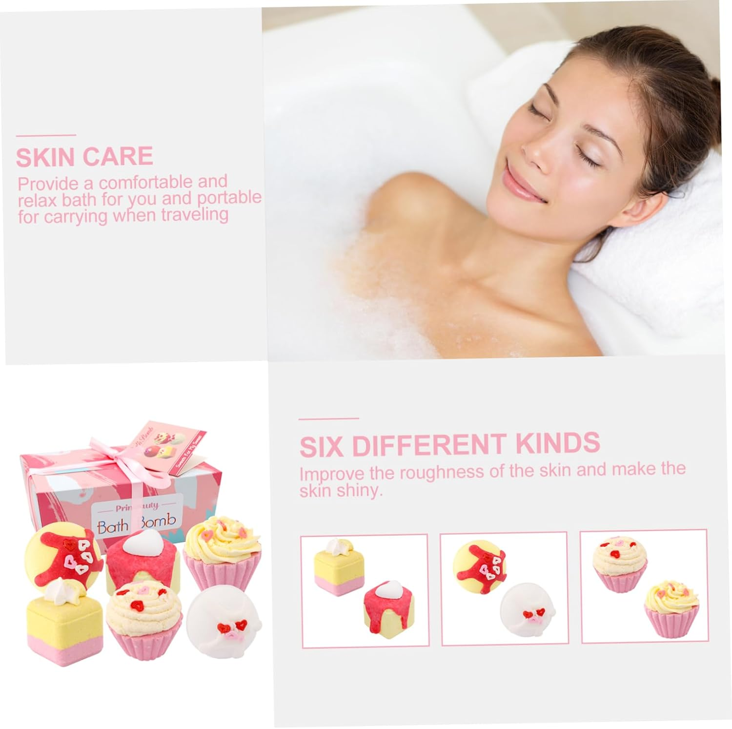 6Pcs Creative Cake Shape Relaxing Spa Bath Balls for Adults Soothes Skin and Relieves Fatigue image number 4