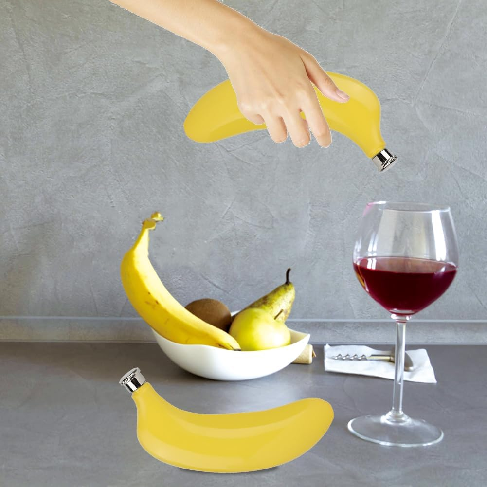 Stainless Steel Banana Shaped Whiskey Flask, 5Oz Leak Proof Portable Alcohol Bottle with Funnel for Camping Outdoor Parties Travel Drinking Storage image number 6