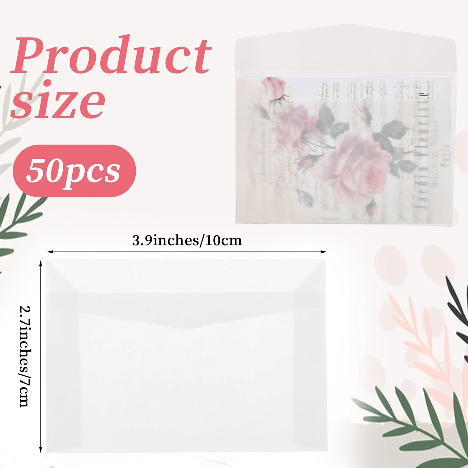 50 PCS Glassine Envelopes, 2.75X3.94Inches Glassine Bags Vellum Envelopes Sealing Paper Small Coin Collection Vegetable Seeds Lottery Storage Pack Stamp Cards Home Office Campus Wedding Gift image number 6