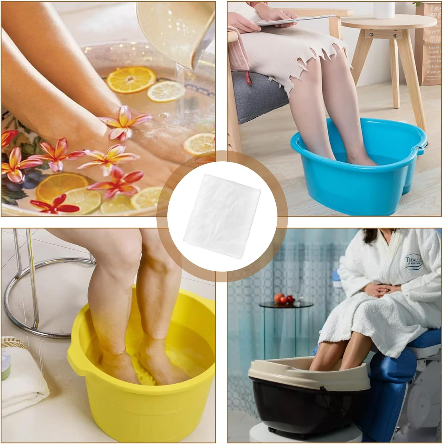Molain 80Pcs Disposable Foot Tub Liner, Portable Bath Basin Bags Clear Plastic Single Use Foot Spa Liners Thin Large Foot Bath Liners for Foot Soak Bath Pedicure Spa Hotel Home Use 26 X 22 Inches image number 5