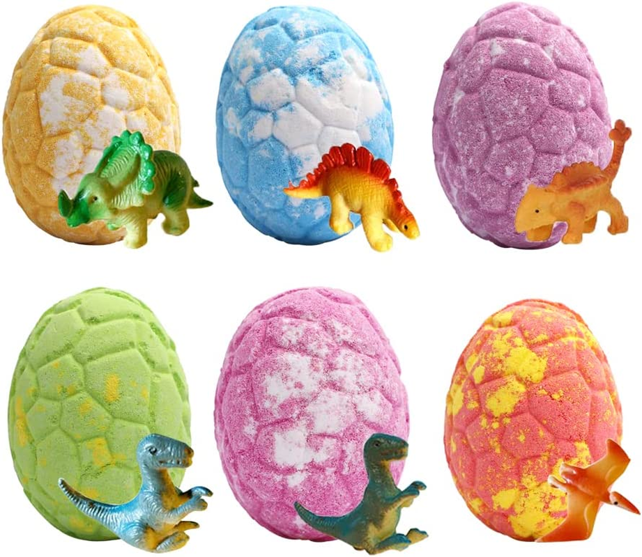(6 Pack) Big Dino Bath Bombs with Surprise Toys - Best Giftset - Dinosaur Egg Shaped, Party Set for Bubble Bath, Bath Fizzes with Bath Salt, Gift Hamper for Kids, Women, Men, Parents. Handmade Bathbomb image number 5