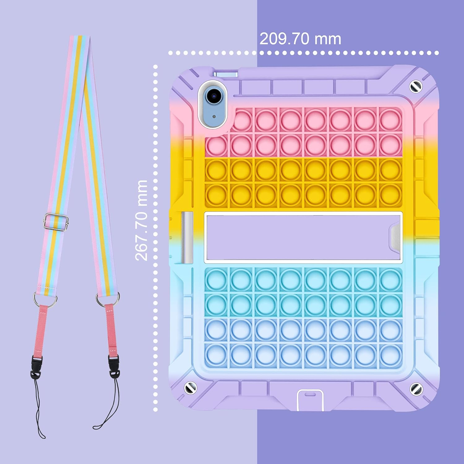 Herize Ipad 10/11Th(A16) Generation 10.9 Inch Case Cover 2022/2025 with Pencil Holder&Shoulder Strap, Ipad 10Th Gen A2757/A2777 Heavy Duty Shockproof Protective Case with Kickstand for Kids Girls Boys - Purple image number 5