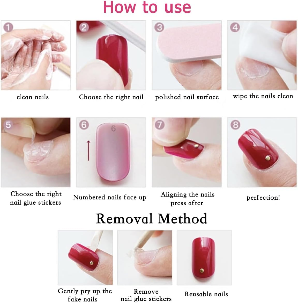 Folmywy Christmas False Nails 24Pcs Artificial Nails Fake Fingernails Press on Nails Full Cover Nails for Women Girls Christmas DIY Glossy Red Reindeer Nail Art Decor image number 2