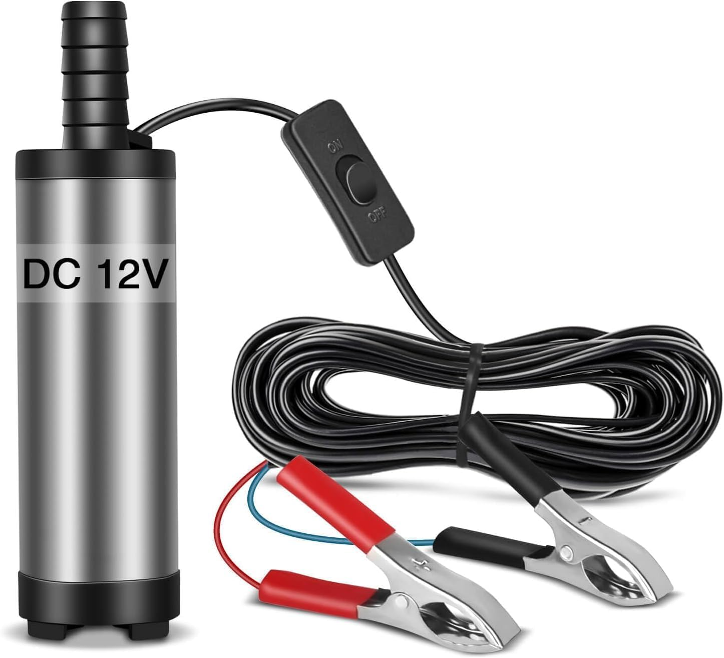 12V Fuel Transfer Pump, Mini Portable Stainless Steel On/Off Switch Oil Diesel Fuel Transfer Water Pump 12V 40Mm image number 4