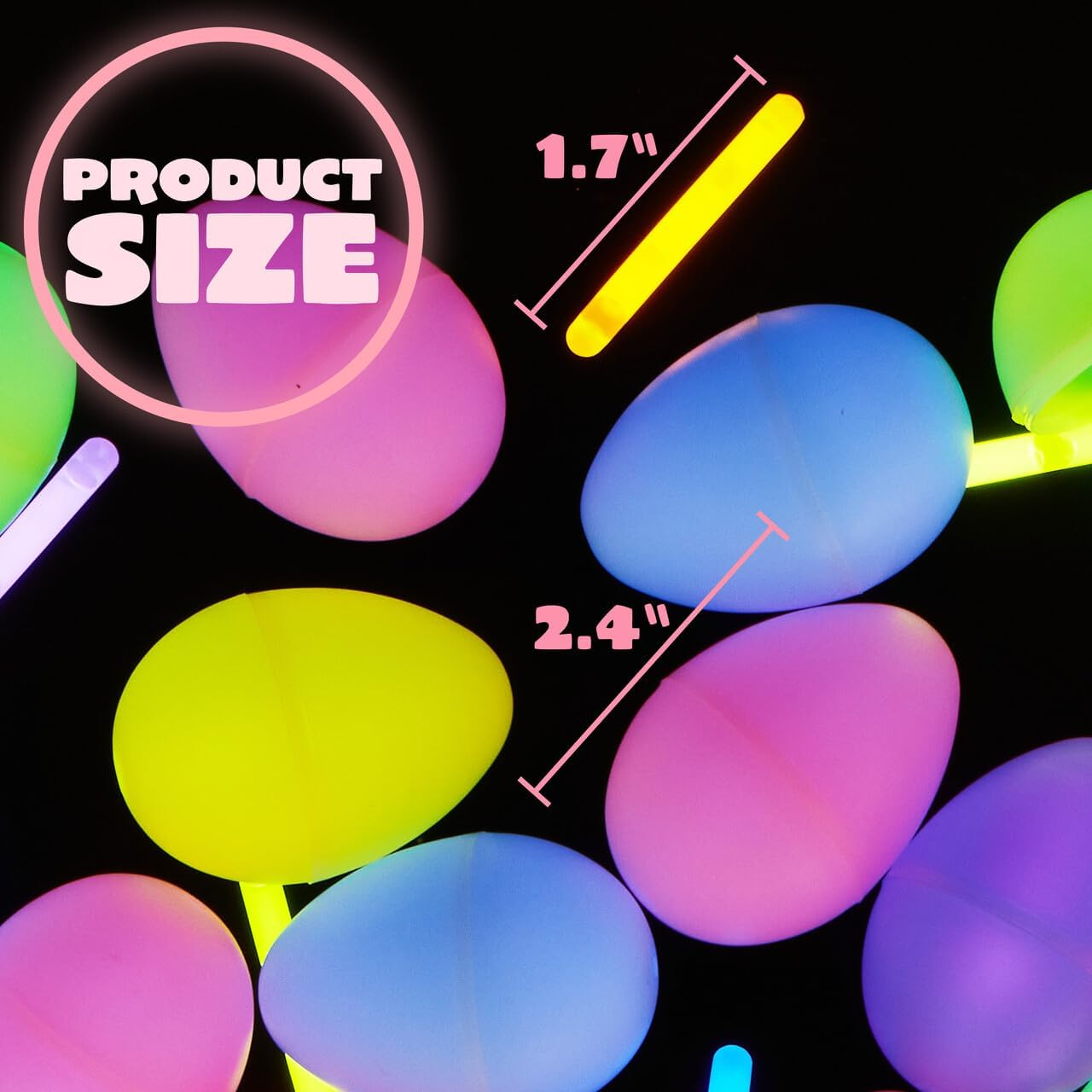JOYIN 144 Pcs Easter Eggs with 288 Pcs Mini Glow Sticks for Kids Glow-In-The-Dark Basket Stuffers Fillers Gift, Easter Eggs Hunt Game Party Favors Classroom Decorations Supplies image number 3