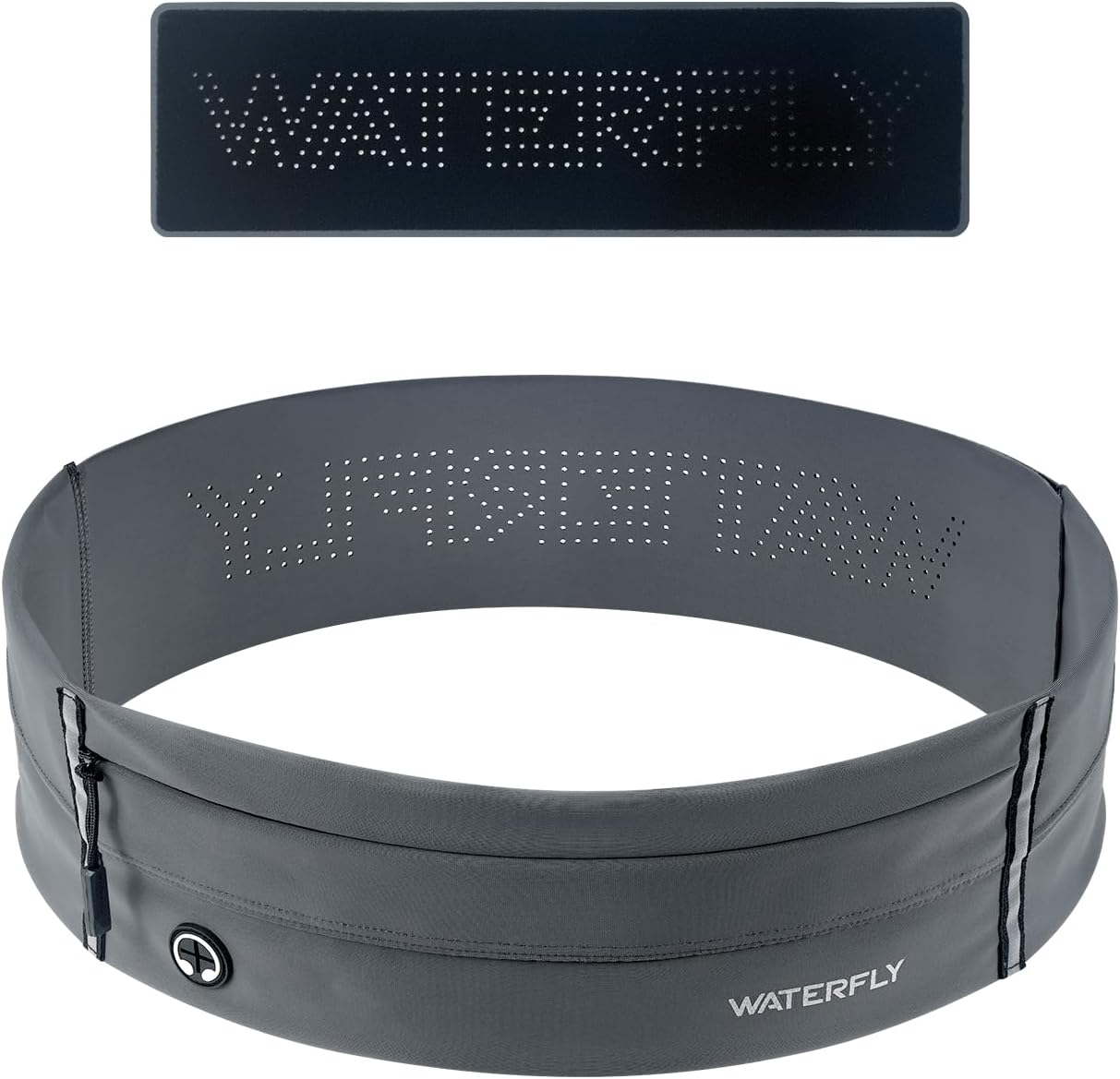 WATERFLY Running Belt Fanny Pack: Slim Elastic Sport Workout Waistband for Men and Women, Jogging Runner Phone Holder Belt, Marathon Jogger Waist Bag