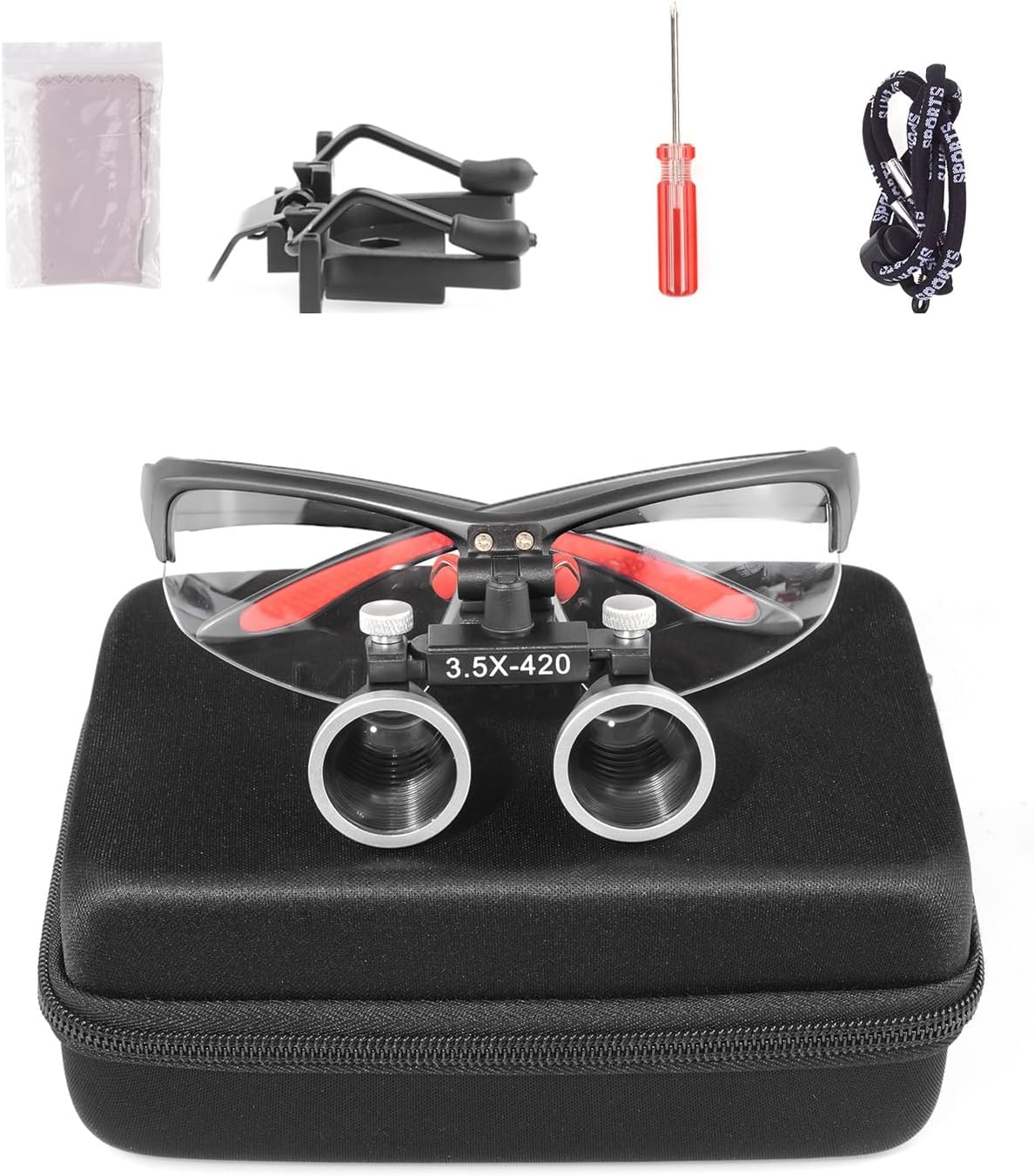 Loupes 2.5X 3.5X Magnification Binocular Magnifier Optical Glass Lens (3.5X, Silver)