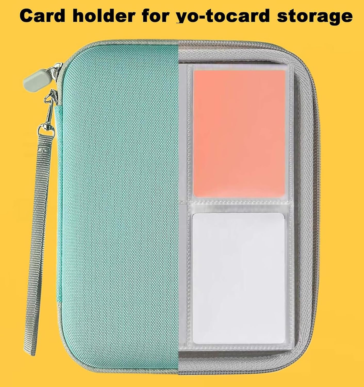 Card Case Holder 80 Pockets Card Box with Zipper Folder for 2.3 * 3.4 Inch Mini Audiobook Cards, Green, Card Protection image number 2