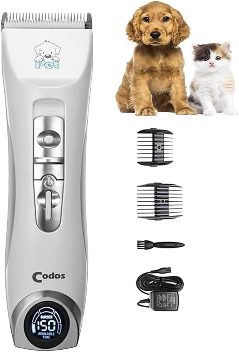 CP-9600 Dog Clippers, Professional Dog Grooming Kit with 4 Length Options, 2 Guide Combs, LCD Display, Low Noise Corded or Cordless Cat Pet Clippers, Ceramic Blades image number 1