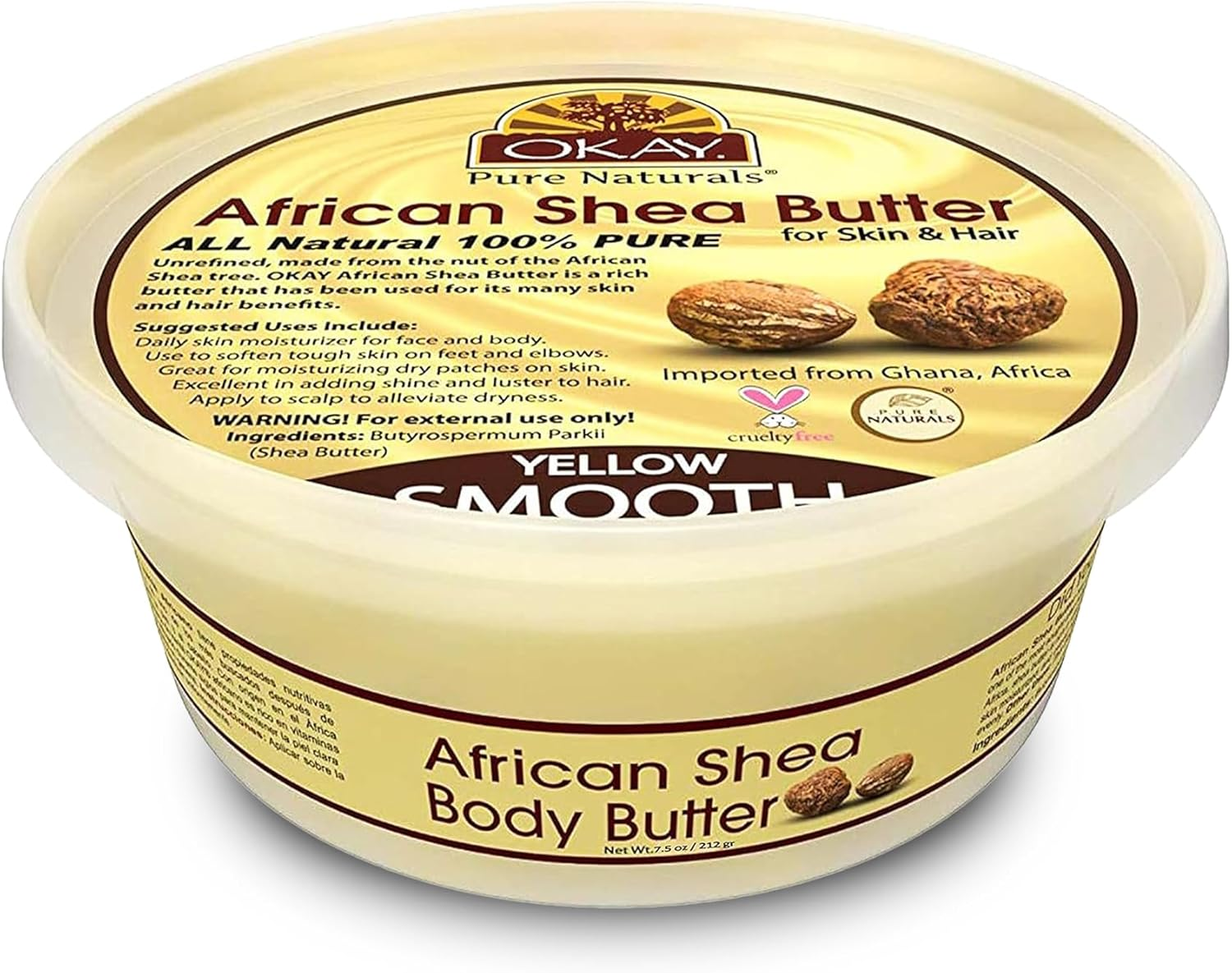 Okay Shea Butter Jar, Yellow, 8 Ounce image number 1