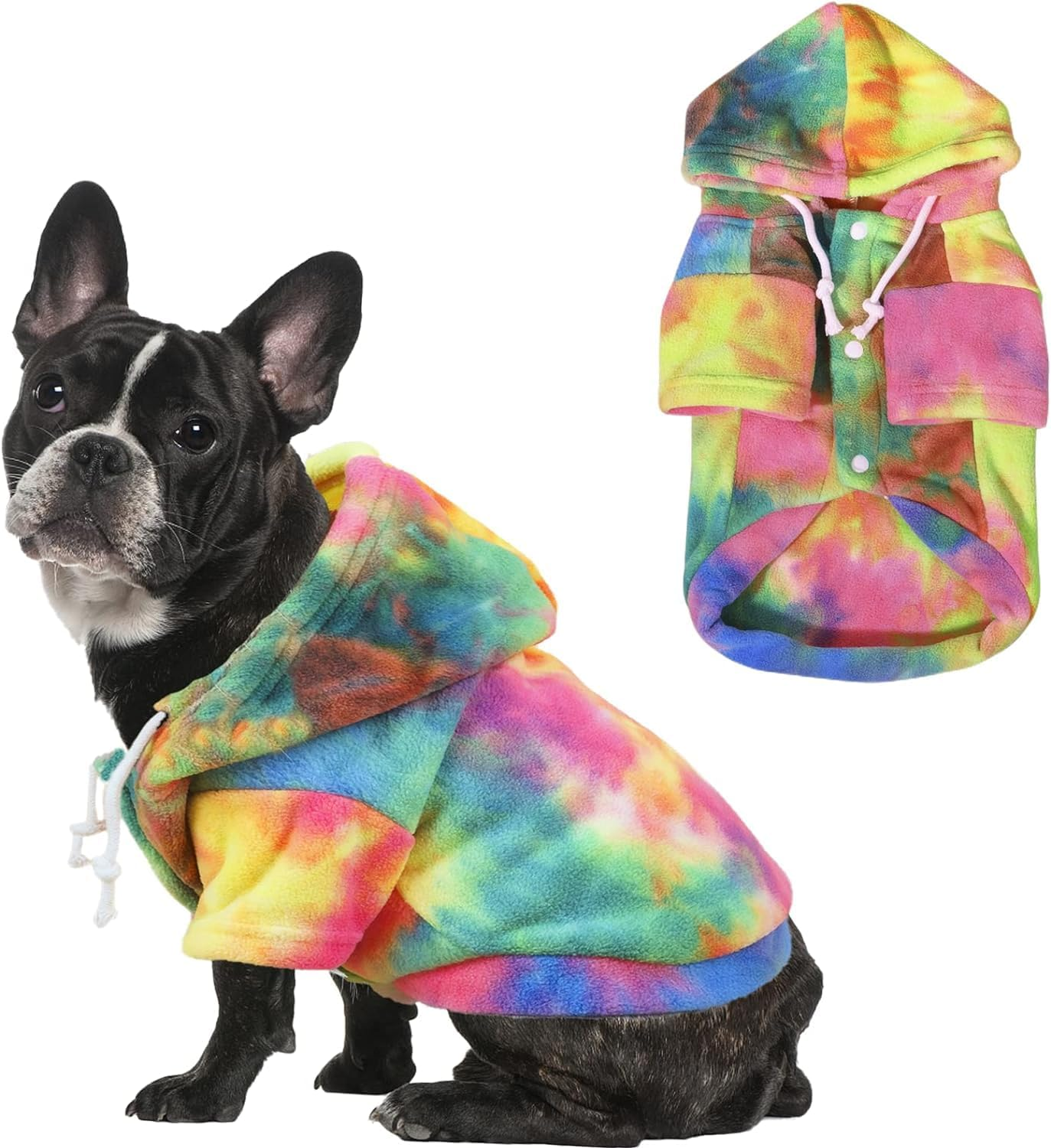Tie Dye Dog Cat Fashionable Casual Hooded Sweat Shirt (Bandhnu, M) image number 5