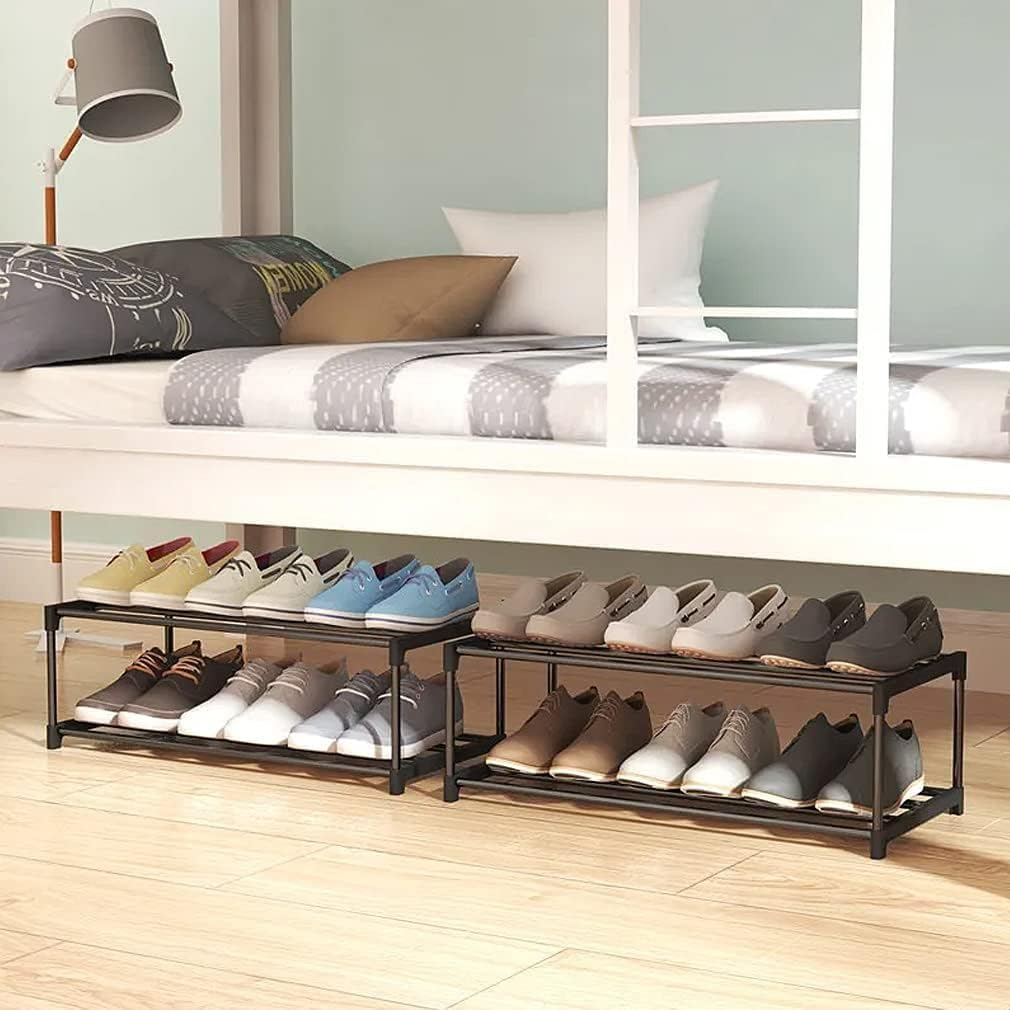 2 Tier Shoe Rack,Small Shoe Rack,Rustproof Coating Shoe Rack,Suitable for Dormitory,Rental House,Balcony,Hallway,Quick Assembly image number 4