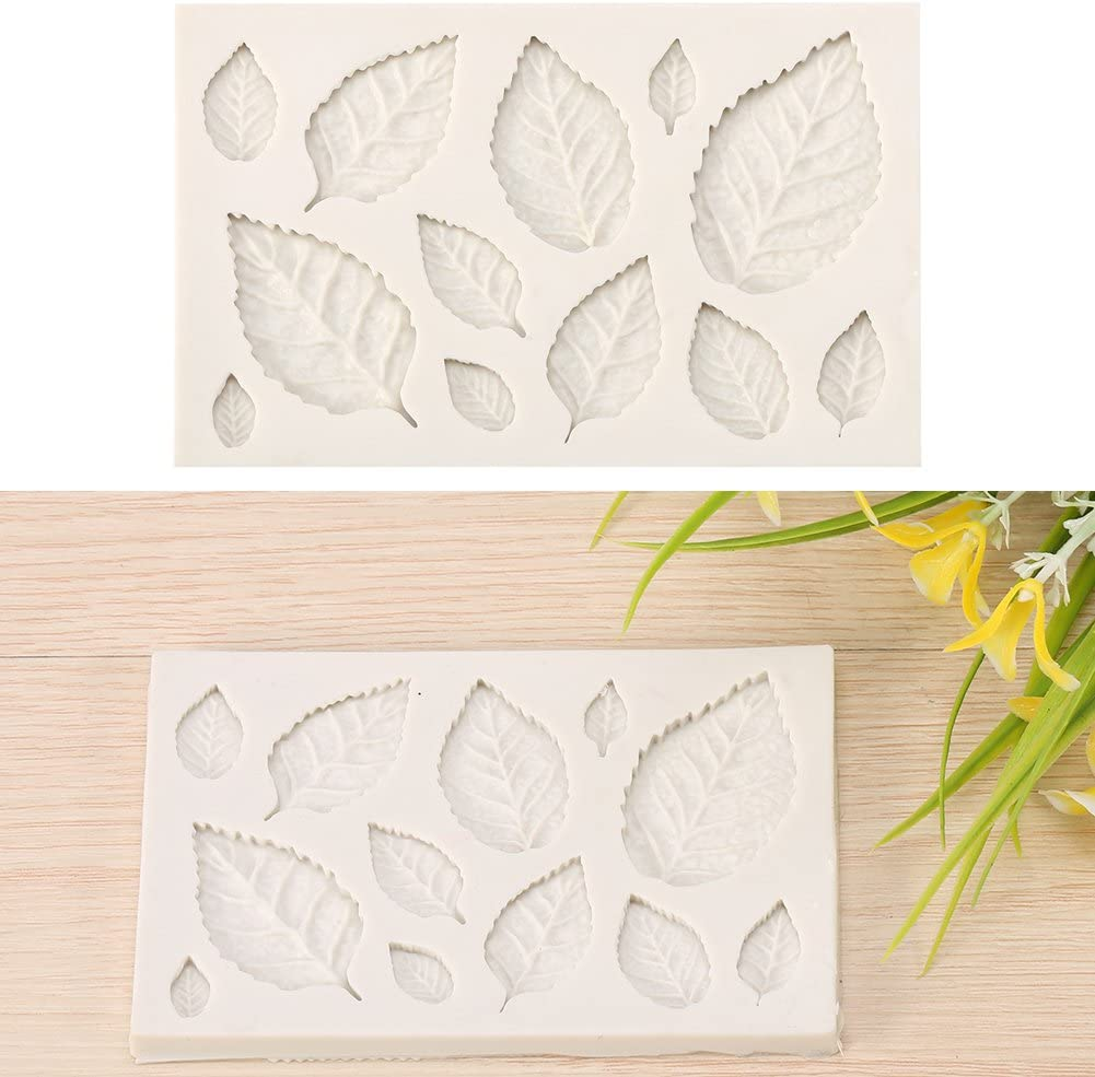Fondant Cake Mold, 3D Silicone Fondant Mold Leaves Fondant Mold, Silicone Mold Cake Decorating Moulds Modeling Tools for Cake Decoration, Cupcake Decorate, Chocolate, Crafting