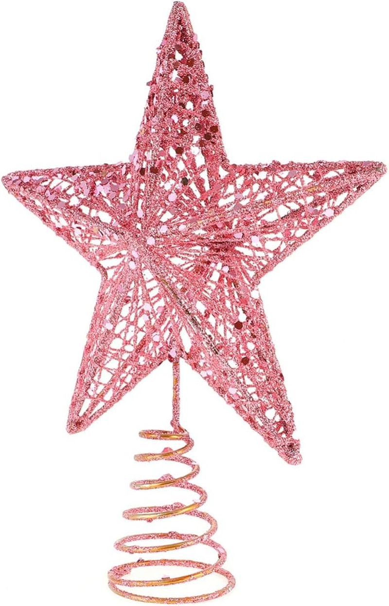 KESYOO Christmas Tree Topper 3D Hollow Glitter Star Tree Topper Rustic Christmas Star Tree Topper Christmas Decorations Pink image number 2
