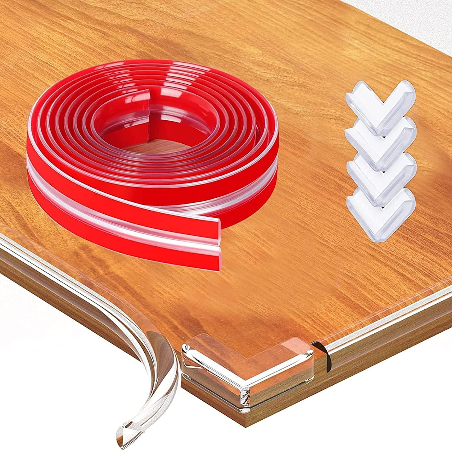 Corner Protectors Transparent, E-PRONSE 20Ft Furniture Table Edge Protectors Soft Silicone Bumper Strip with Strong Adhesive Tape for for Cabinets, Tables, Drawers, Household Appliances