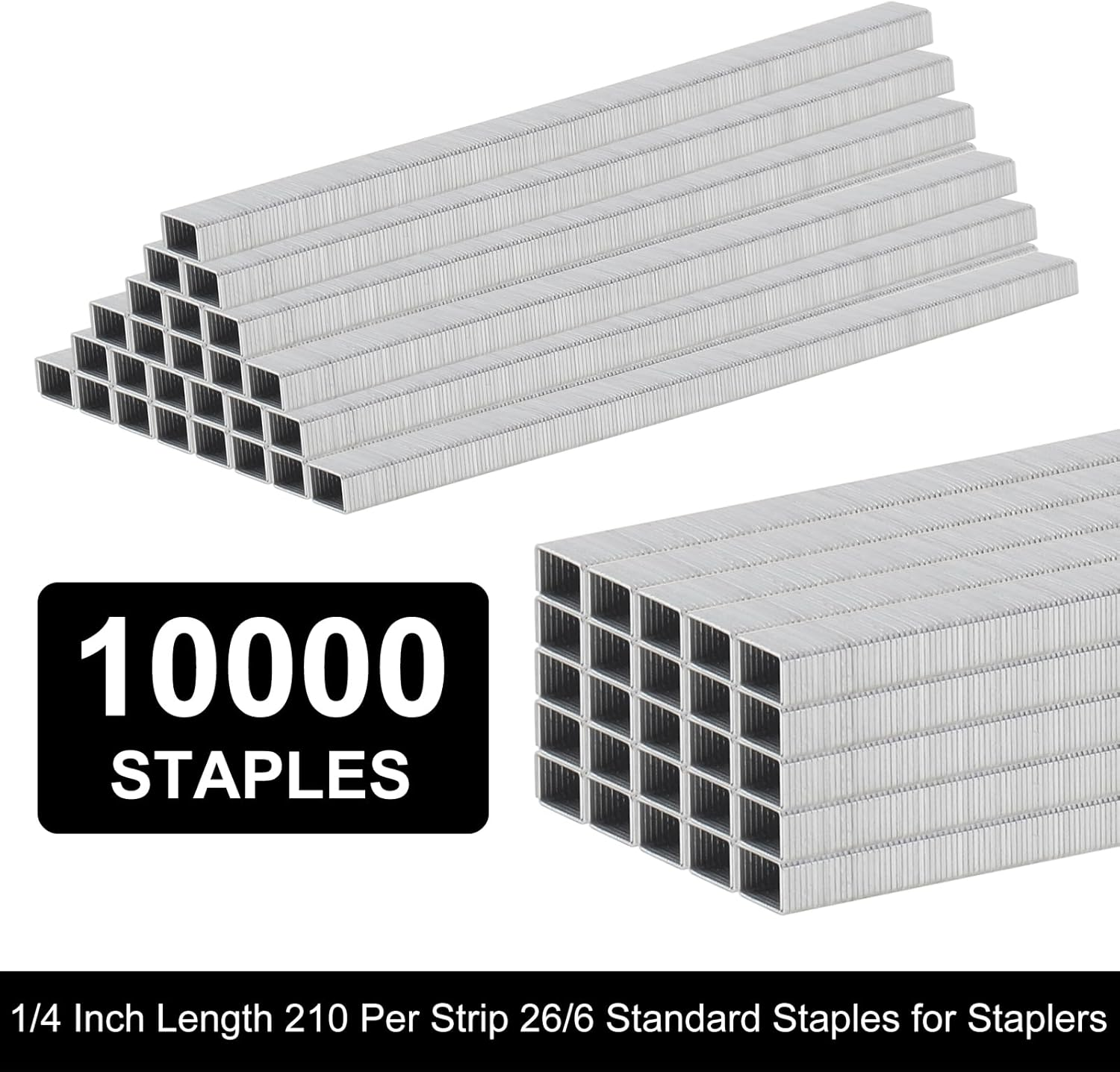 Replacement Staples Tapener Parts 1/4 Inch Length 210 per Strip 26/6 Standard Staples for Staplers, 10,000 General Purpose Staples