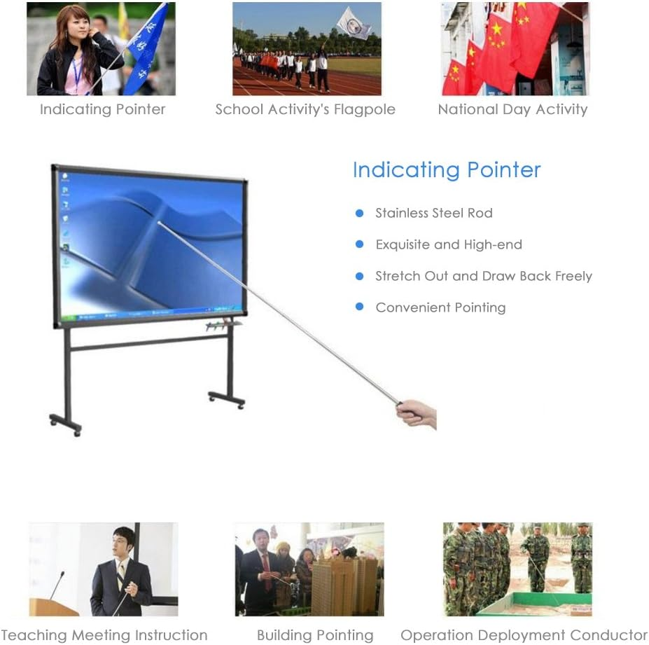 ASHDEL 2 Meters Outdoor Stainless Steel Telescopic Flagpole for Teachers' Flagpole Teaching Pointer Tour Guide Banner 79" Flagstaff image number 1