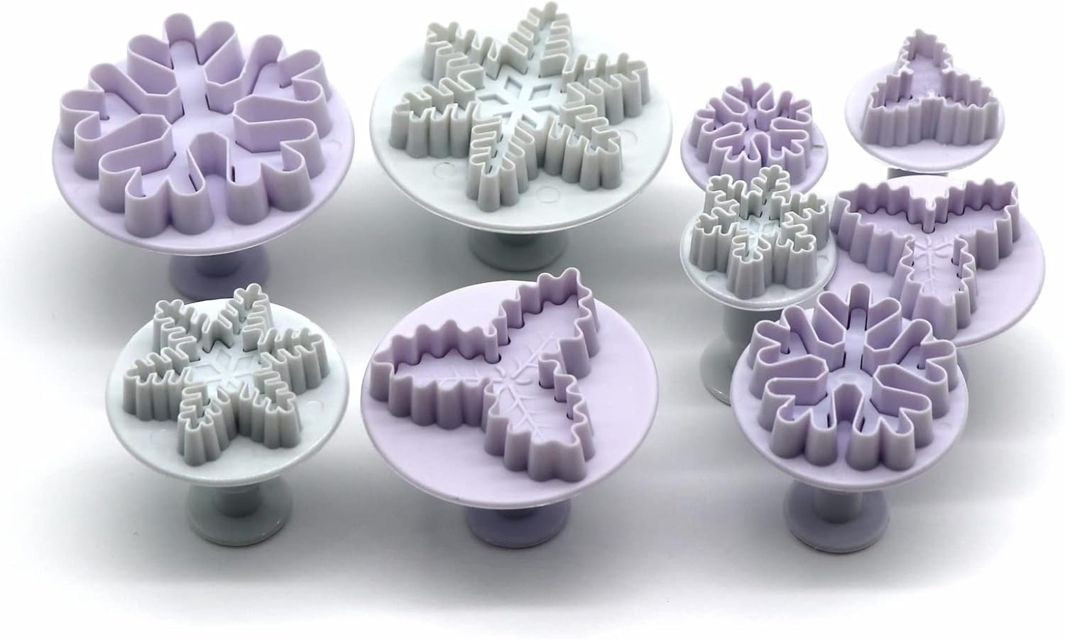 Christmas Cake Decorating Tools, 9Pcs Christmas Plunger Cookie Cutters Snowflake Cake Plunger Cutter, Christmas Holly Leaves Cookie Cutter Snowflake Cake Decorating Tools for Baking,Cake Decorations image number 1
