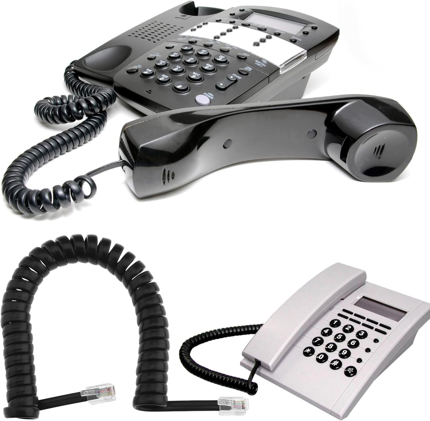 SING F LTD 4Pcs Phone Handset Cord Replacement Black Coiled Telephone Phone Handset Cable PVC Telephone Accessories 1.5 Meters Black image number 2