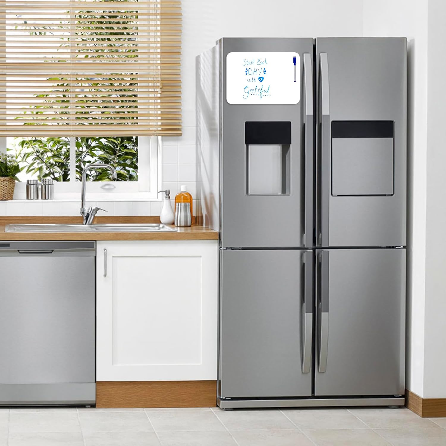 A4（11.6X8.2 Inch） 2 Pcs White Magnetic Dry Erase Whiteboard for Fridge,Small Fridge Message White Boards 8 Markers,1 Eraser,Grocery List Reminder Sticker image number 3