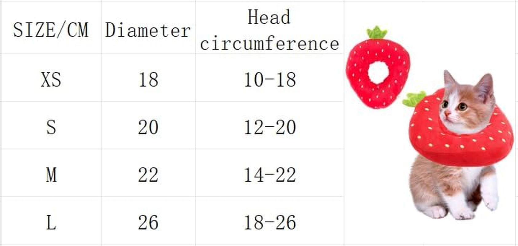 Adjustable Cat Recovery Collar, Cute Strawberry Collar after Surgery, Wound Healing Protective Cone Surgery Recovery Elizabethan Collars, Soft Cat Collar for Kitten Cats (Strawberry, L) image number 3