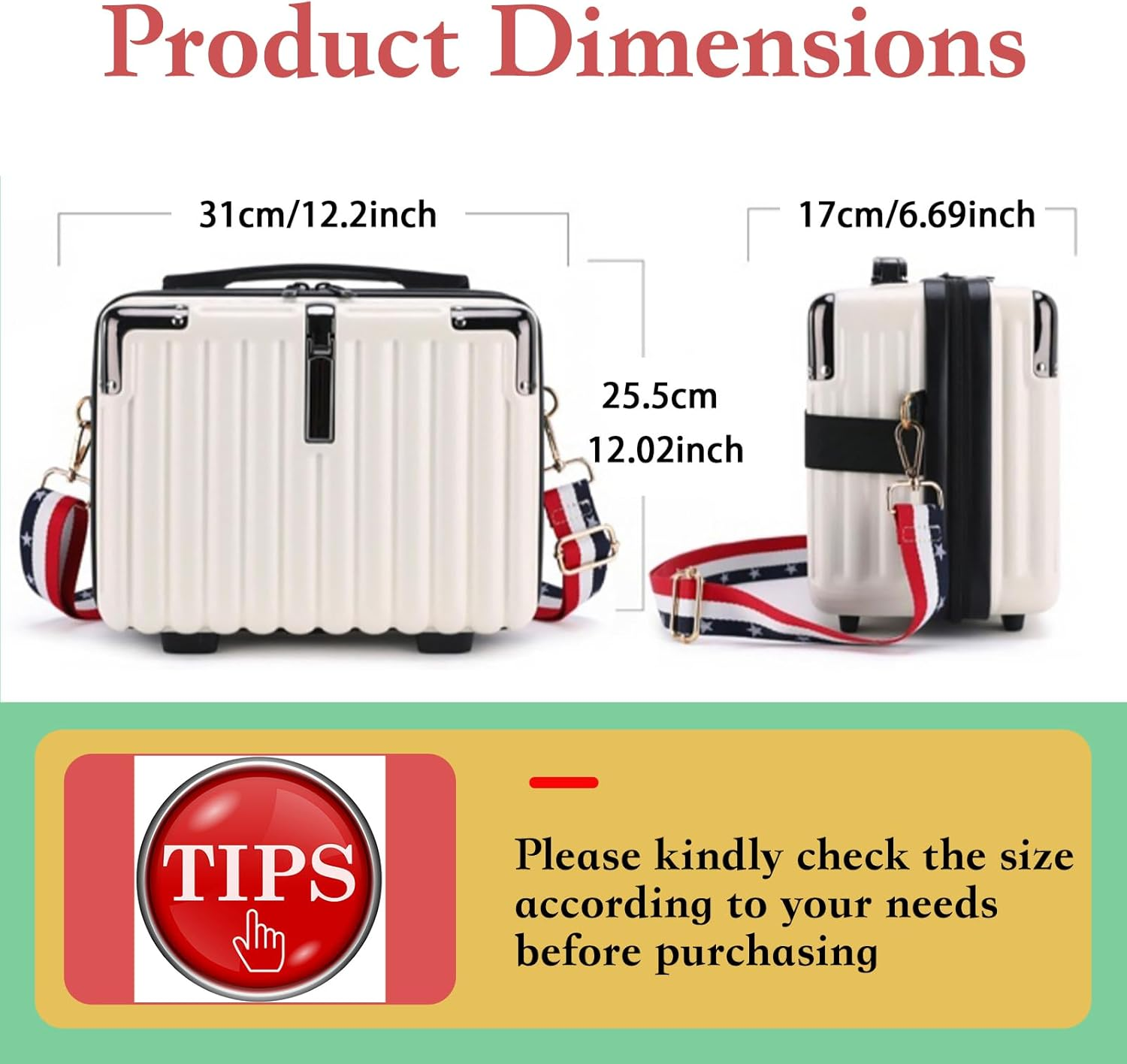 Mini Suitcase Hard Shell Makeup Bag Travel Cosmetic Case Portable Makeup Luggage with Shoulder Strap for Women, Black, Elegant - Pink image number 5