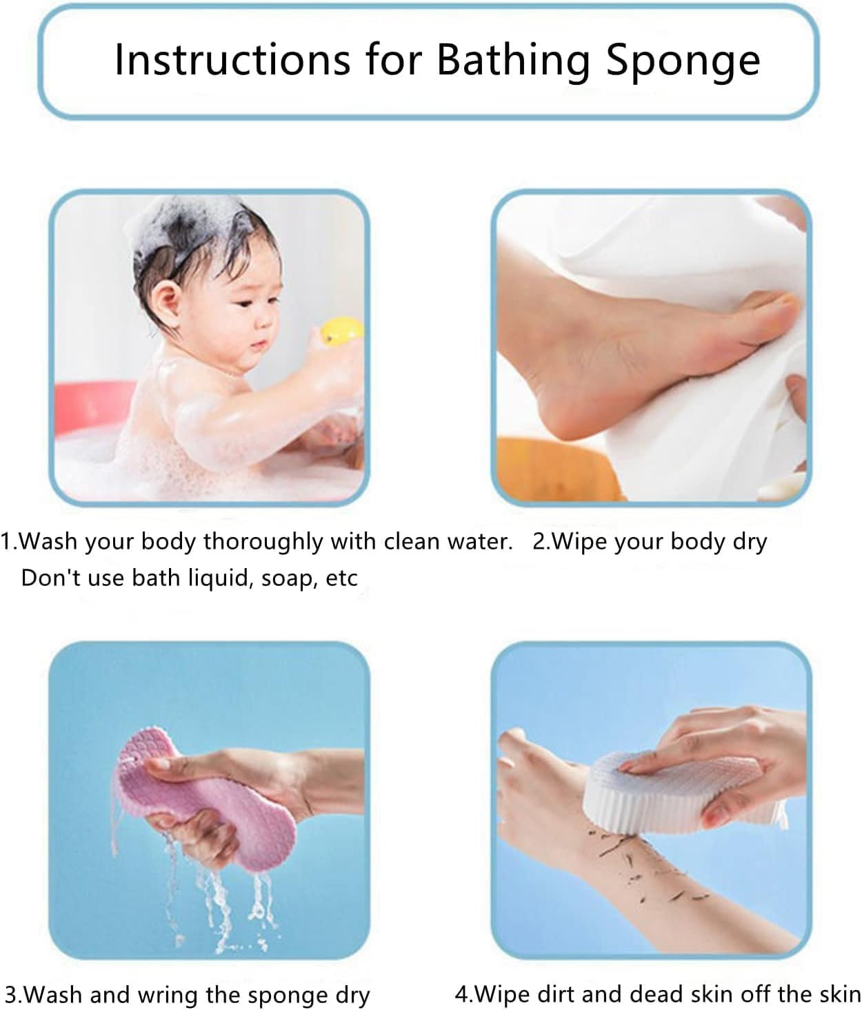 2Pcs Gentle Exfoliating Bath Body Shower Sponge - Soft Baby Brush for Cleaning and Soothing image number 2