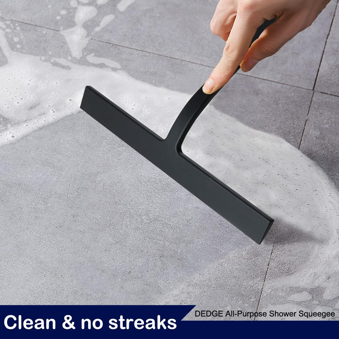 DEDGE Shower Squeegee for Shower Doors with 1 Hooks All-Purpose Glass Squeegee for Bathroom, Shower Doors, Car Windows,Black 11 Inches image number 6