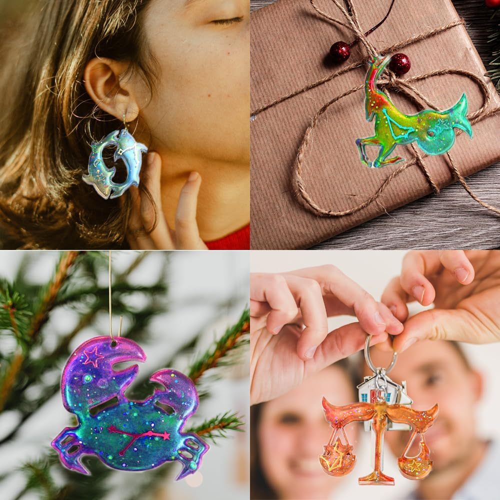 Zodiac Resin Molds, 12 Constellation Animals Keychain Silicone Mold, Unique Epoxy Resin Casting Molds, Pendant Mold for DIY Jewelry Pendant Earrings Necklace Art Crafts Keychain Halloween Decor - Butterfly image number 2