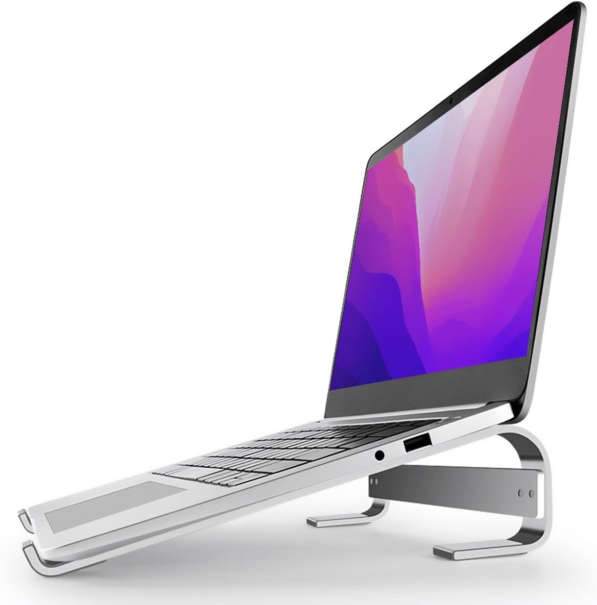 MMOBIEL Laptop Stand - Riser 10 to 18 Inches - Ventilated Laptop Holder Universal - Stand for Desk Compatible with Macbook, Notebook, ASUS and More - Incl. Tools - Aluminum