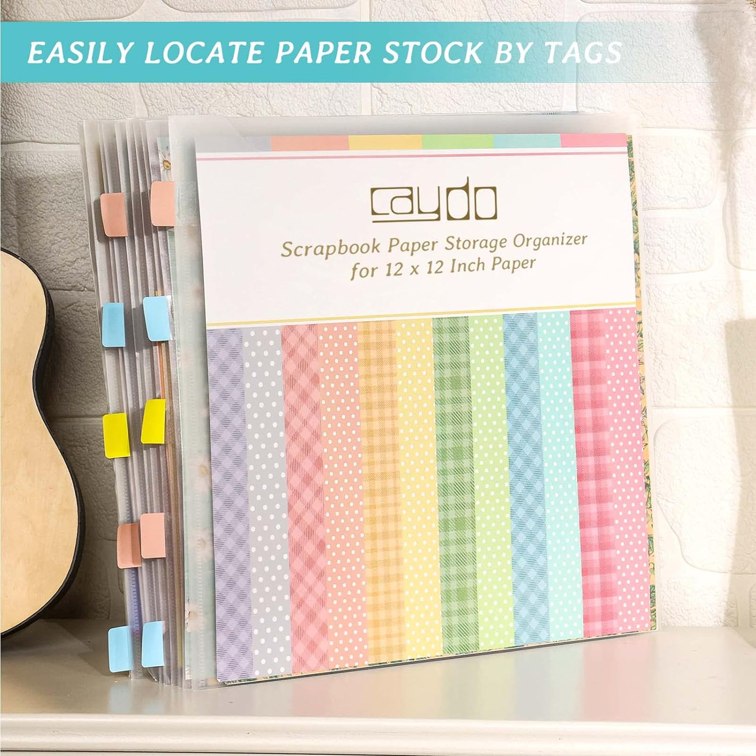 Caydo Scrapbook Paper Storage Organizer with 60 Sticky Index Tabs, 10 Pack Plastic Paper Storage Bag for Holding 12 X 12 Inch Scrapbook Paper Cardstock Vinyl Paper and Paper File image number 4