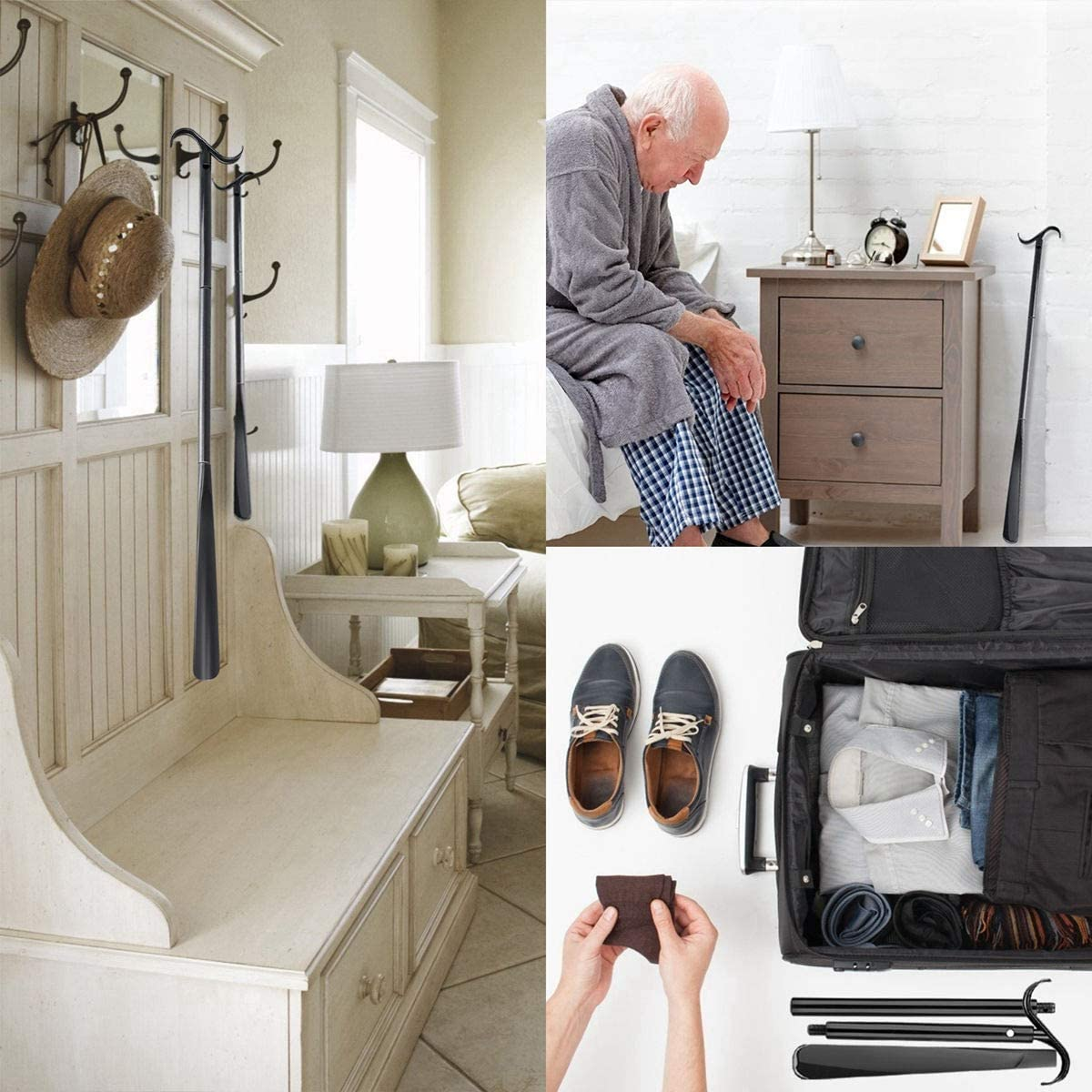 33" Long Dressing Stick with Shoe Horn Sock Remover Tool,Adjustable Extended Reach Assist,Dressing Aid for Shoes, Socks, Shirts and Pants for Seniors, Elderly, Disabled - Amazon Vine image number 3