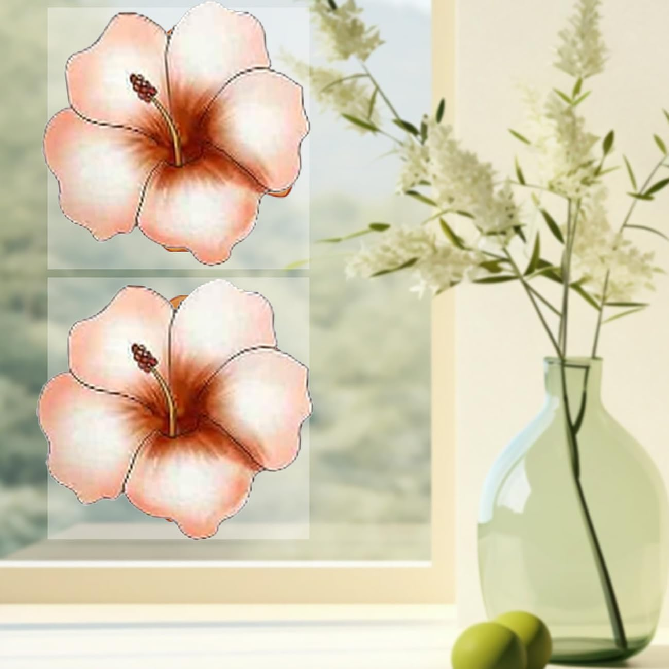 Window Fly Paper for Indoors Sticky,Fly Trap Indoor Non-Toxic & Odorless,Window Sunflowers Decoration Design Sticky Fly Trap Fly Tape 20 Pack (Hibiscus Flower)