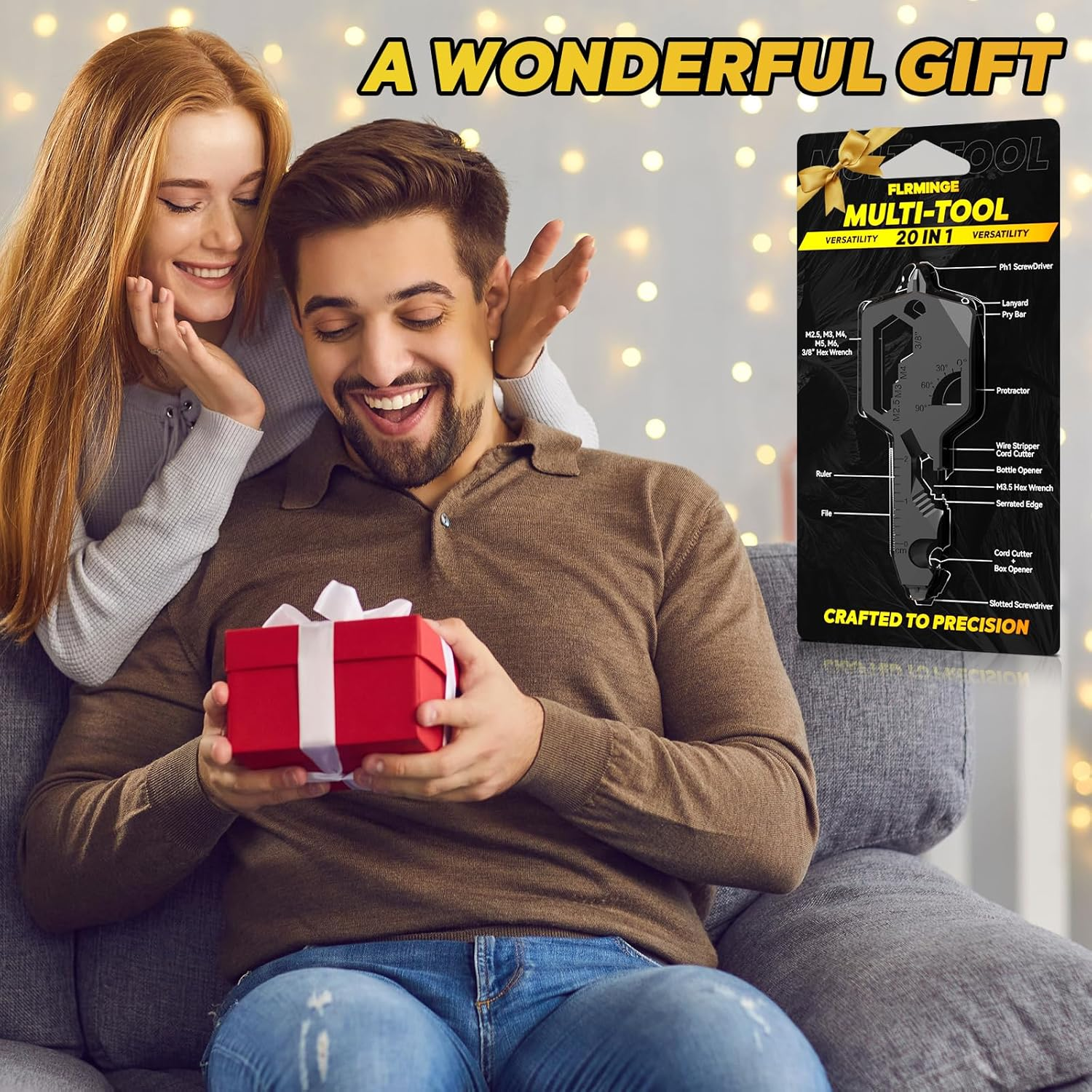 Key Shaped Pocket Multitool 26-In1 Multi Tool, Bottle Opener, Box Opener, Philip and Flat-Head Screwdrivers, 8 Size Hex Wrench, Allen Wrench, Ruler, Protractor, Wire-Stripper (Black) image number 6